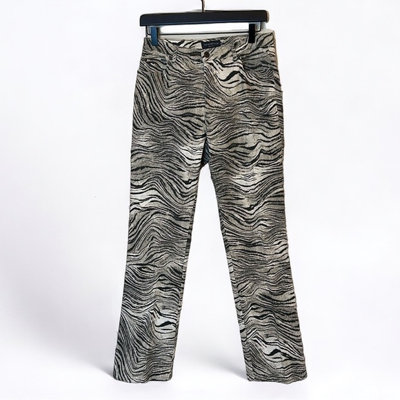 Vintage by Equinox 90s/early 2000 jeans animal print brown beige tan taupe Sz M - Picture 1 of 16